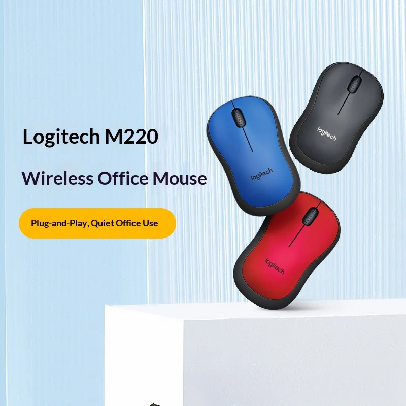 

Бесшумная беспроводная мышь M220, оптическая оптическая мышь Logitech, портативная, прочная для настольных компьютеров, ноутбуков, бизнеса и дома