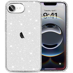 Soft TPU Clear Glitter Case For iPhone 16e 16 E 15 Pro Max 14 Plus 13 Mini 12 11 X XS XR SE 2022 2020 7 8 6 6S Bling Phone Cover