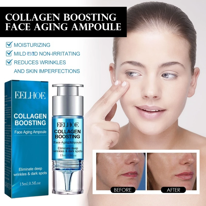 Anti aging collagen ampoule Moisturizing firming skin fade fine lines forehead remove wrinkle dark spot brighten whitening serum