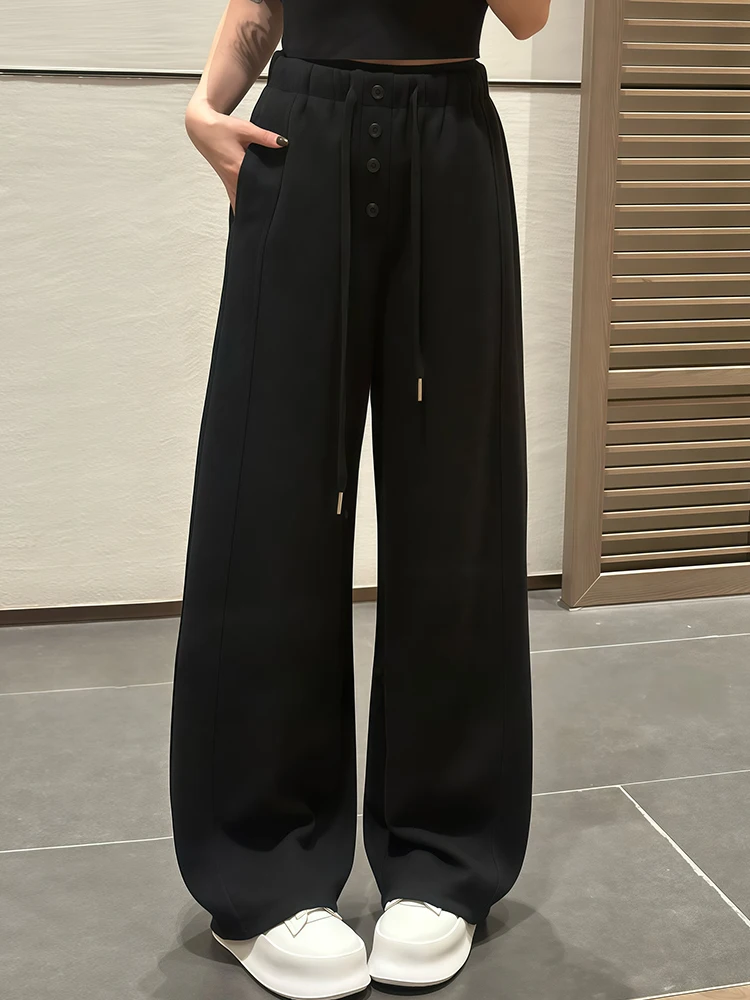 Early autumn beautiful lazy style two piece set women 2025 new fake two-piece hooded sweater and slimming wide leg pants