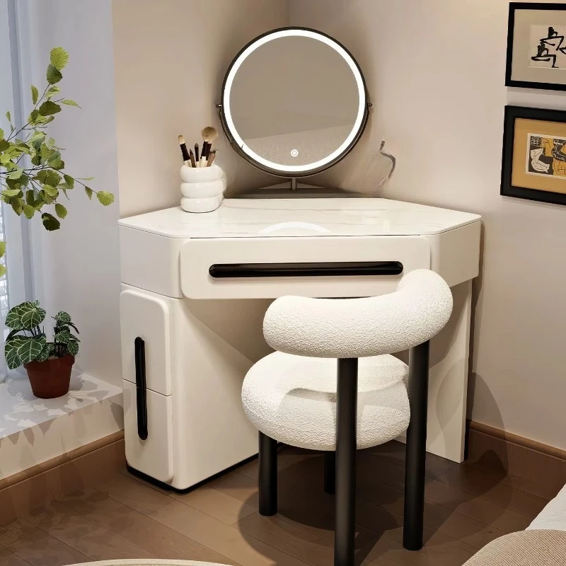 Integrated cream 80cm triangle dresser locker mirror master bedroom bedside small makeup table