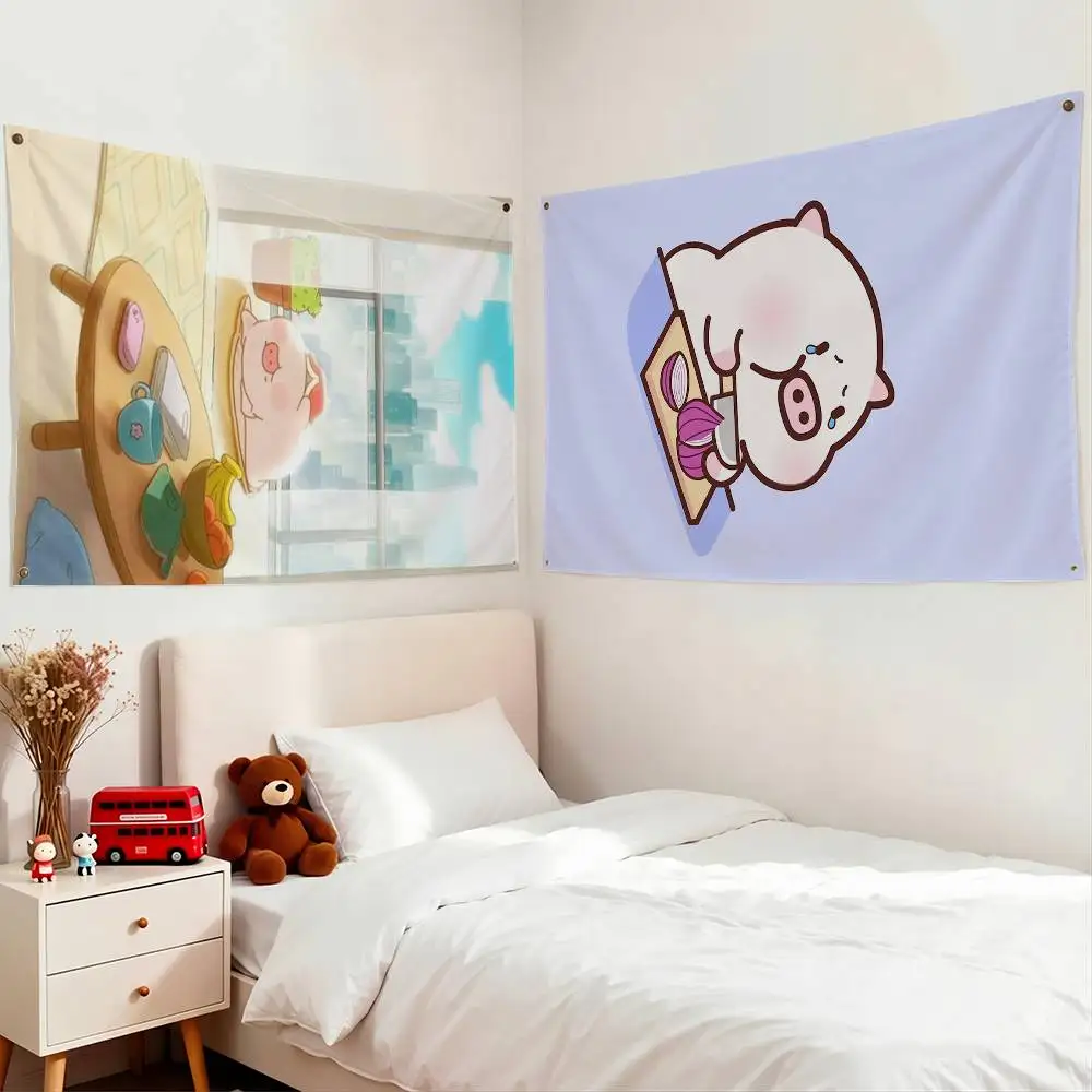 Cartoon Lulu the Piggy Flag Suitable For Party Club Outdoor Interior Wall Decoration Banner Fans Gift