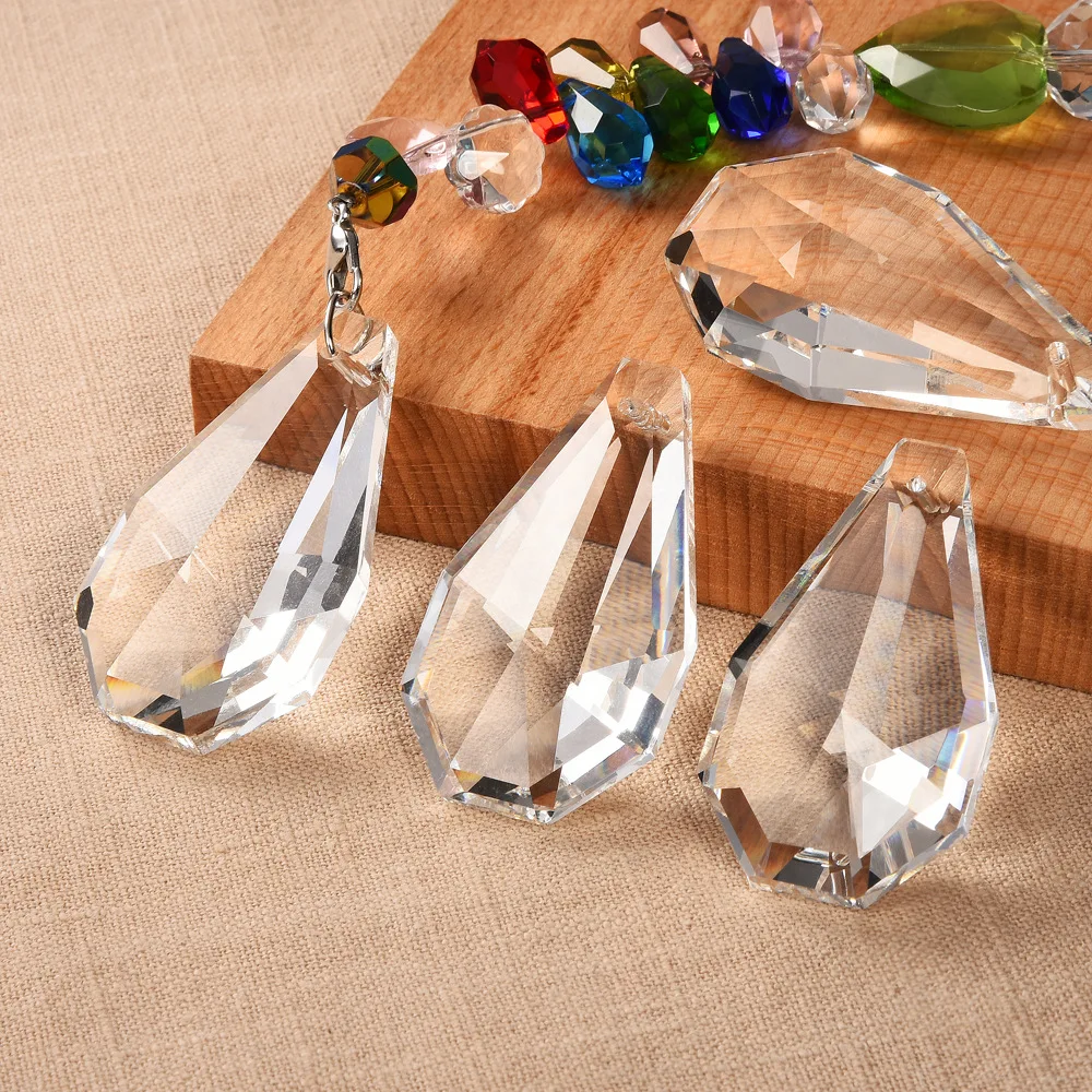 

50pcs 50mm Pear-Shaped Crystal Prism pendants Suncatcher for Windows Rainbow Maker Hanging Crystals Ornaments Garden Home Decor