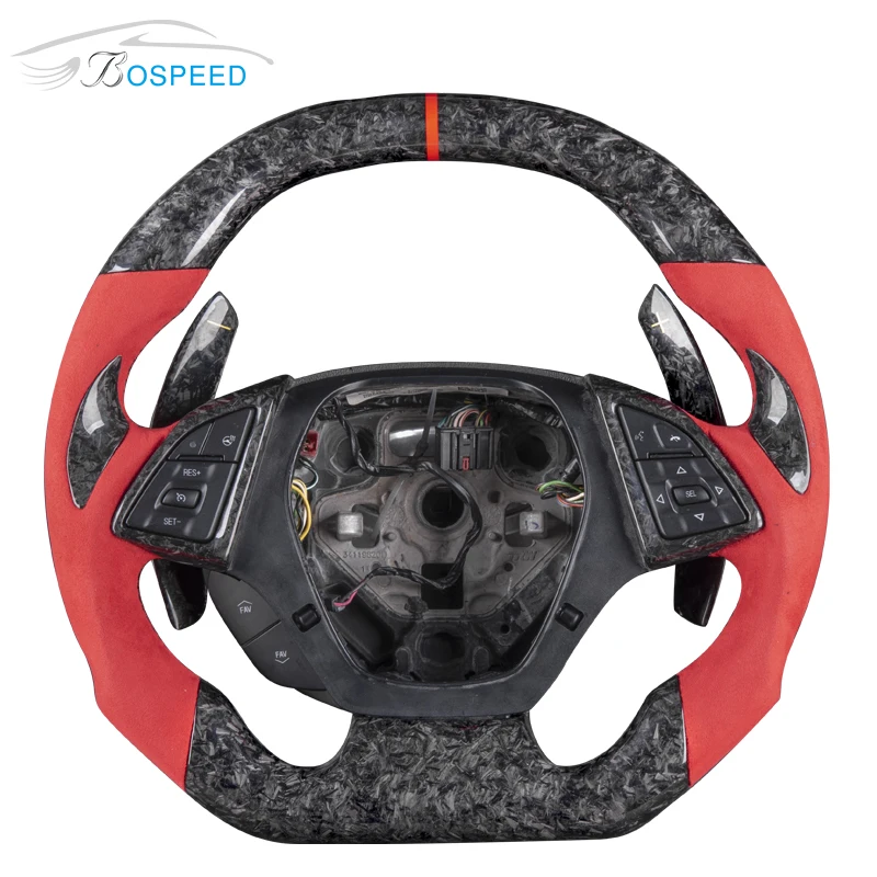 Forged Carbon Fiber Steering Wheel For Chevrolet Camaro SS ZL1 Corvette C7 C8 C6 Racing Car Steering Wheel