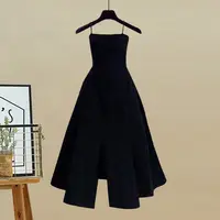 Spring and Autumn Set Women's 2023 New Korean Fashion Cross Knitted Sweater Age Reducing Sling Dress Two Piece Set - Image 4