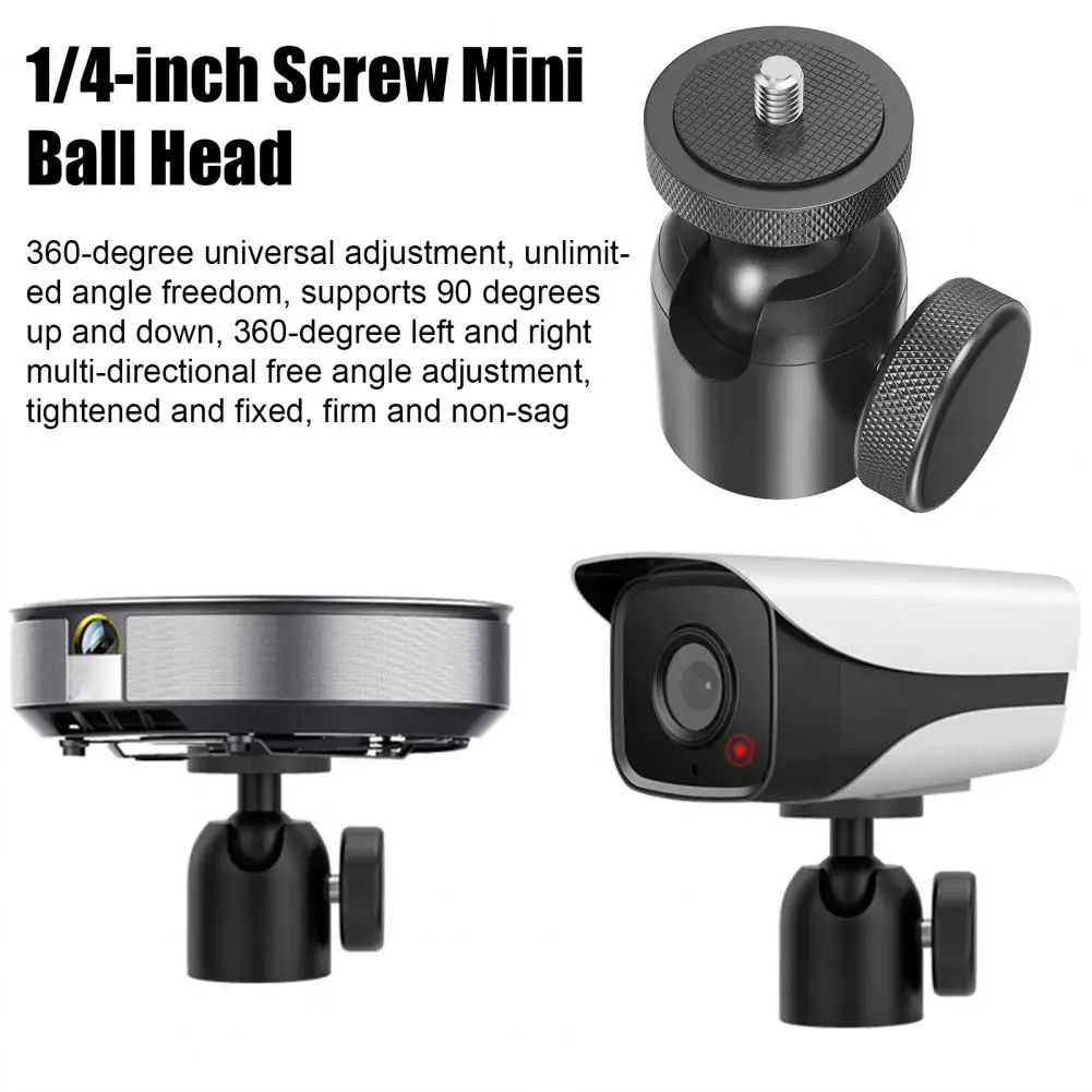 Mini Ball Head 360 Degree Rotatable 1/4 3/8-inch Screw Metal LED Video Light Phone DSLR Camera Monopod Tripod Head Mount Adapter