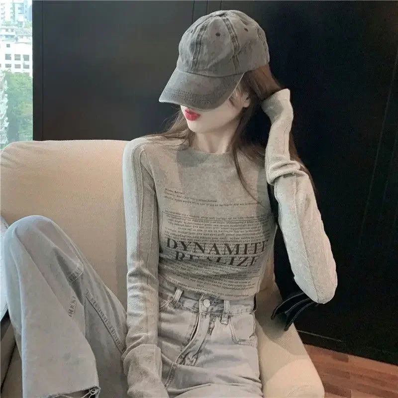 

Tops Woman Cotton Slim Autumn Winter Long Sleeve T Shirt for Women Tee Korean Reviews Clothes Style One Pieces Streetwear Many