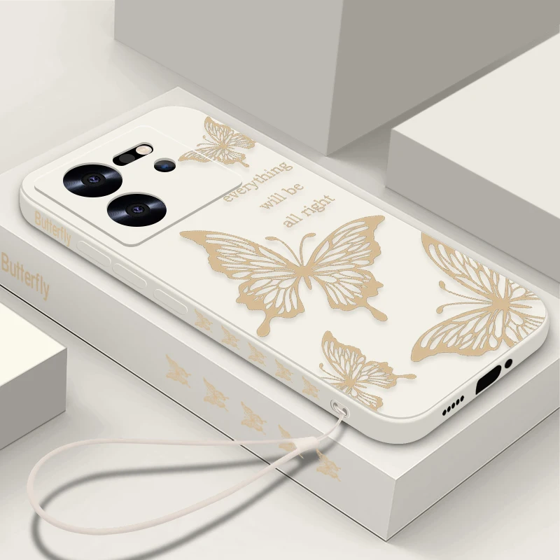 Butterfly Lanyard Case For Xiaomi Redmi Note 13 12 11 10 14 Pro+ 4G 5G 11s 13T 12T 11T Poco F6 X6 X5 Pro Mi 11 Lite 5G NE Cover