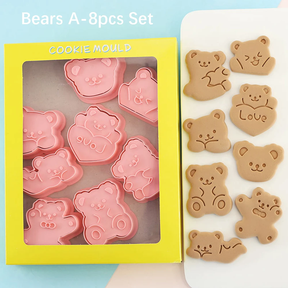 8Pcs Dschungel Safari Cookie Cutter Keks Backform Dinosaurier Hund Katze Bär Foreset Tiere Backen Cookie Werkzeug Kind Geburtstag party – Detail 8
