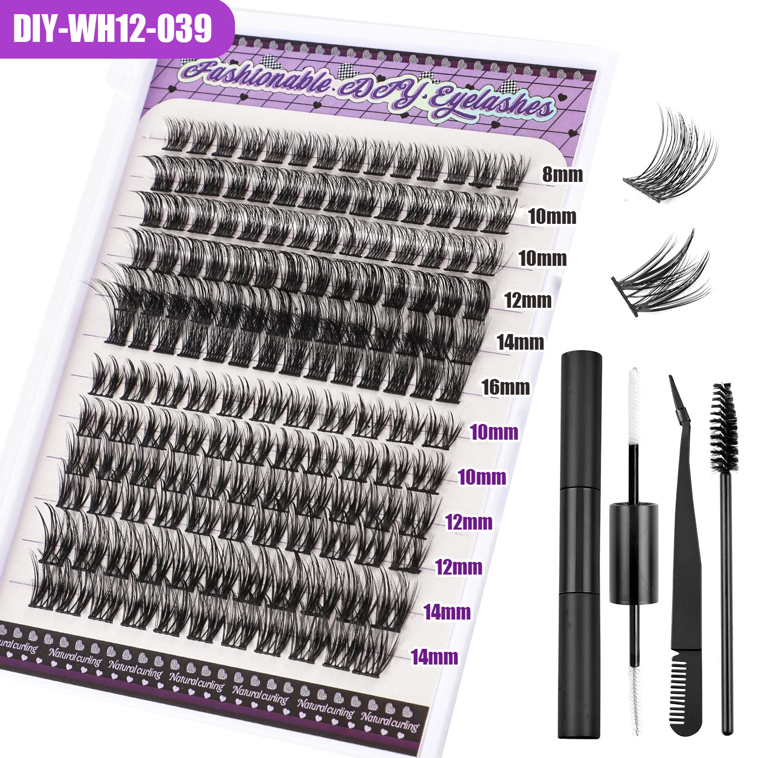 Hot Selling Single Cluster DIY 150 Clusters with Large Capacity DIY Grafting Fake Eyelashes, Thick Simulation 8-16mm Eyelashes