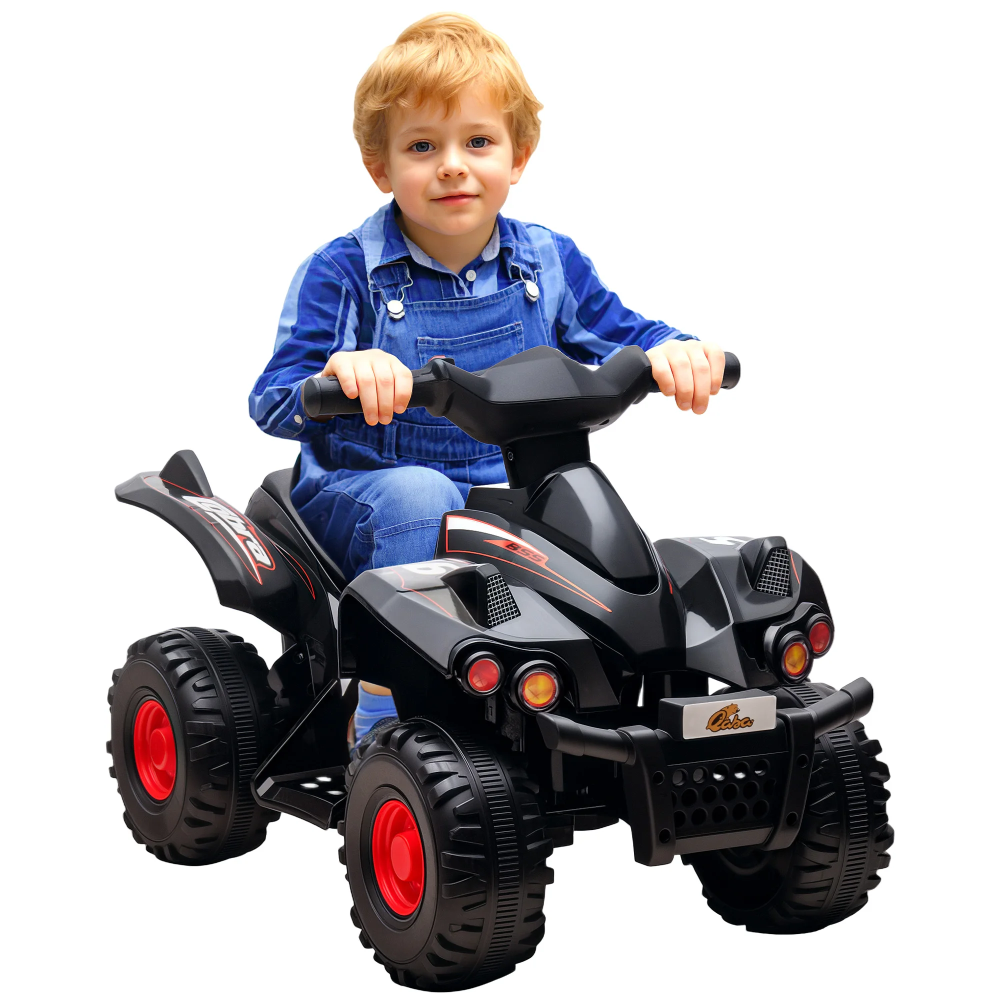 6V Kids Atv 4 Wheeler Quad Car W/ Music, Forward Gear, for 2-6 Years Old, Black