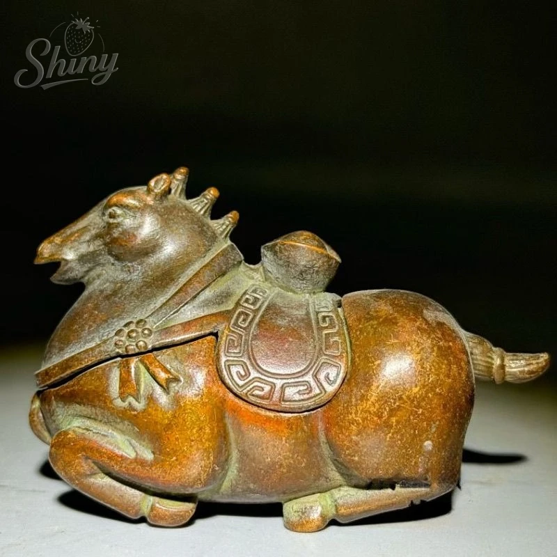 Quemador de incienso de bronce y cobre chino antiguo, estatua de caballo Tang, escultura de colección de adornos Fengshui