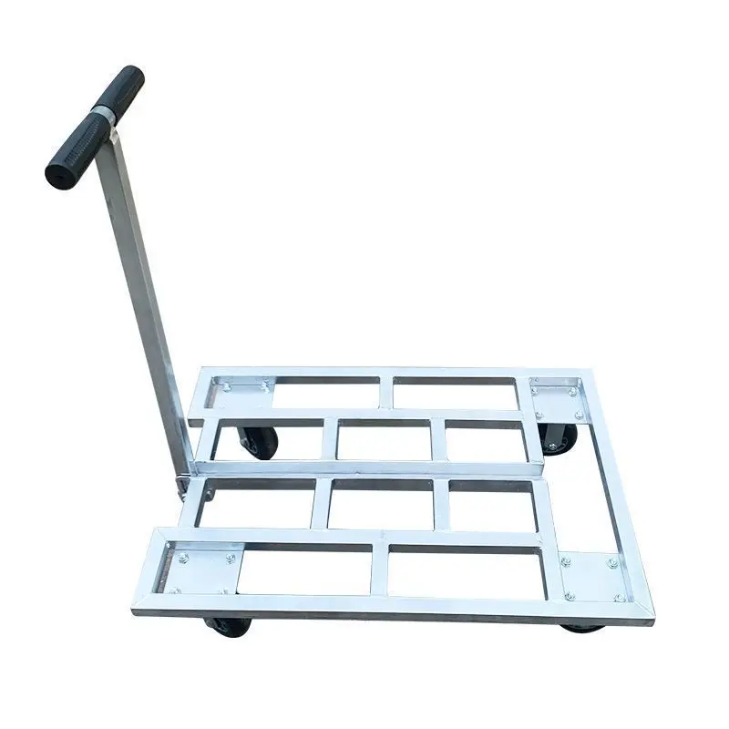 

Flat truck pulling trolley hidden handrail thickened square tube steel plate truck super heavy duty