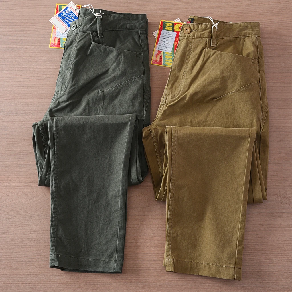 

Осенние новые американские повседневные брюки с прямыми штанинами в стиле ретро для мужчин, эластичные и удобные уличные рабочие брюки