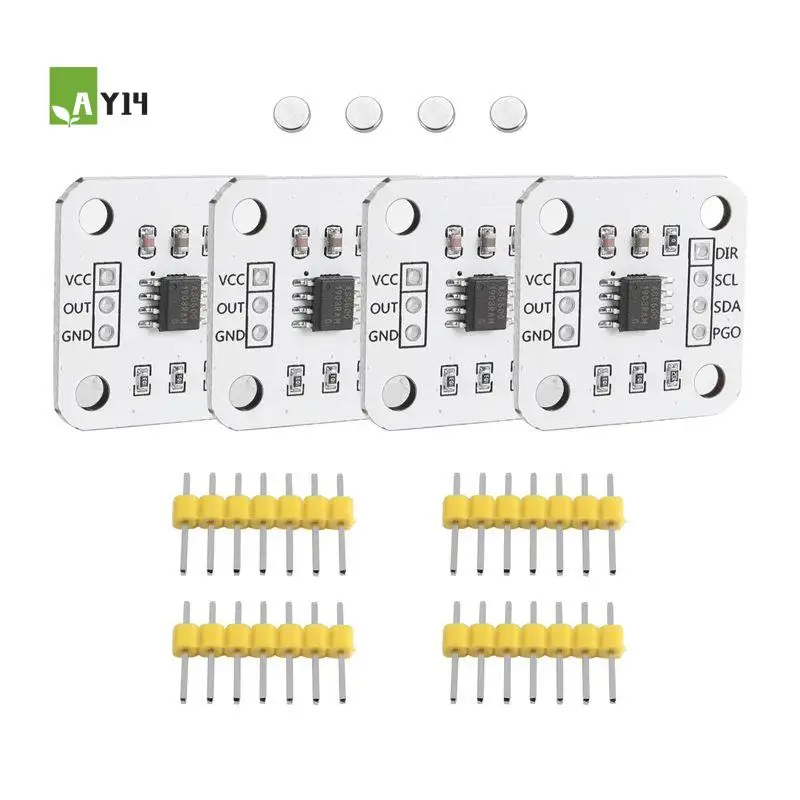 

AY14 -4Pcs AS5600 Magnetic Encoder Magnetic Induction Angle Measurement Sensor Module 12Bit High Precision