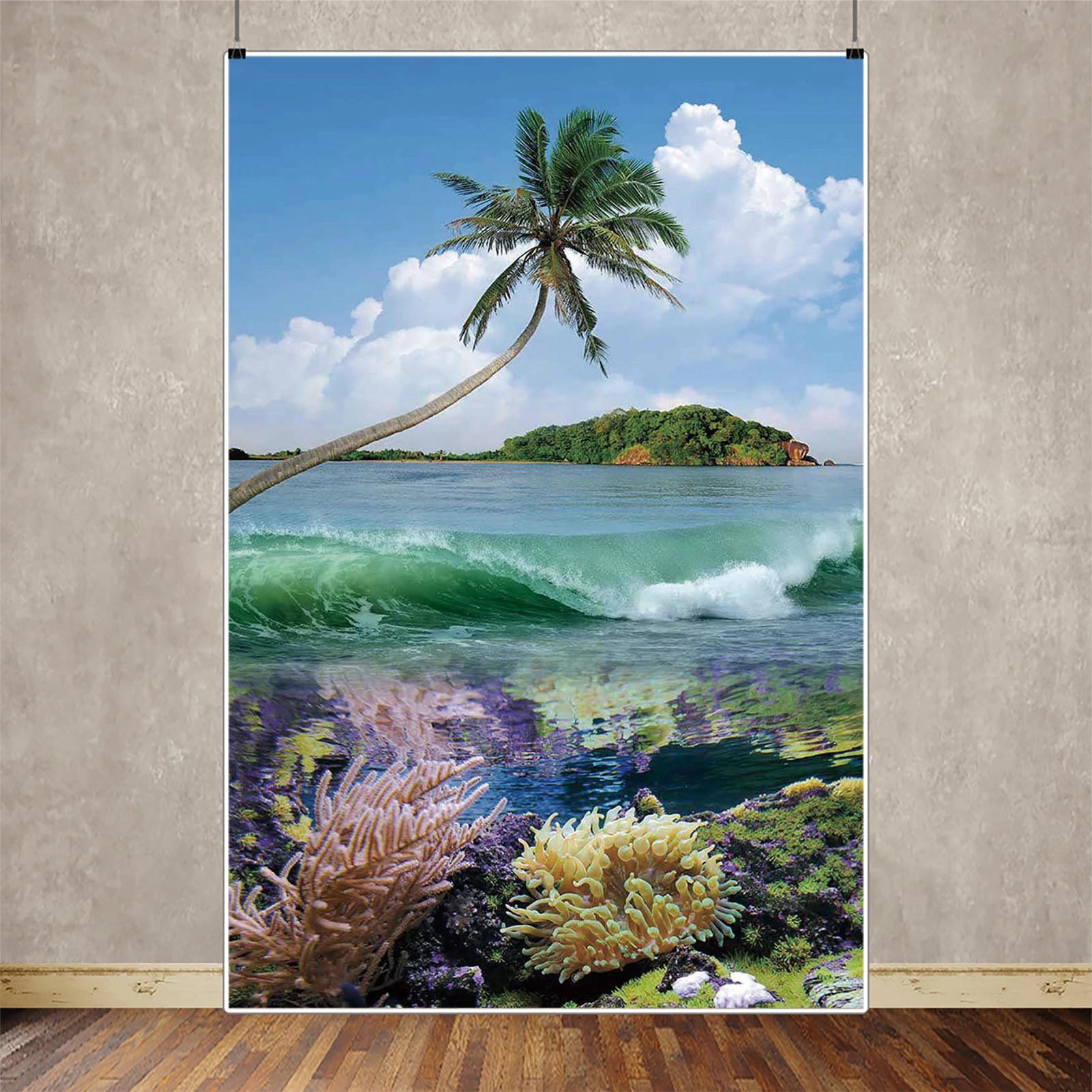 MOON.QG тропический приморский пляж фон Гавайский день рождения фото фон вечерние у бассейна океан Луау помолвка свадебный фон