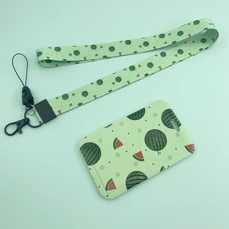 Avocado Prints Work Pass Employee's Card Cover Case ID Tag Name Badge Holder for Company Staff Workers with Lanyard