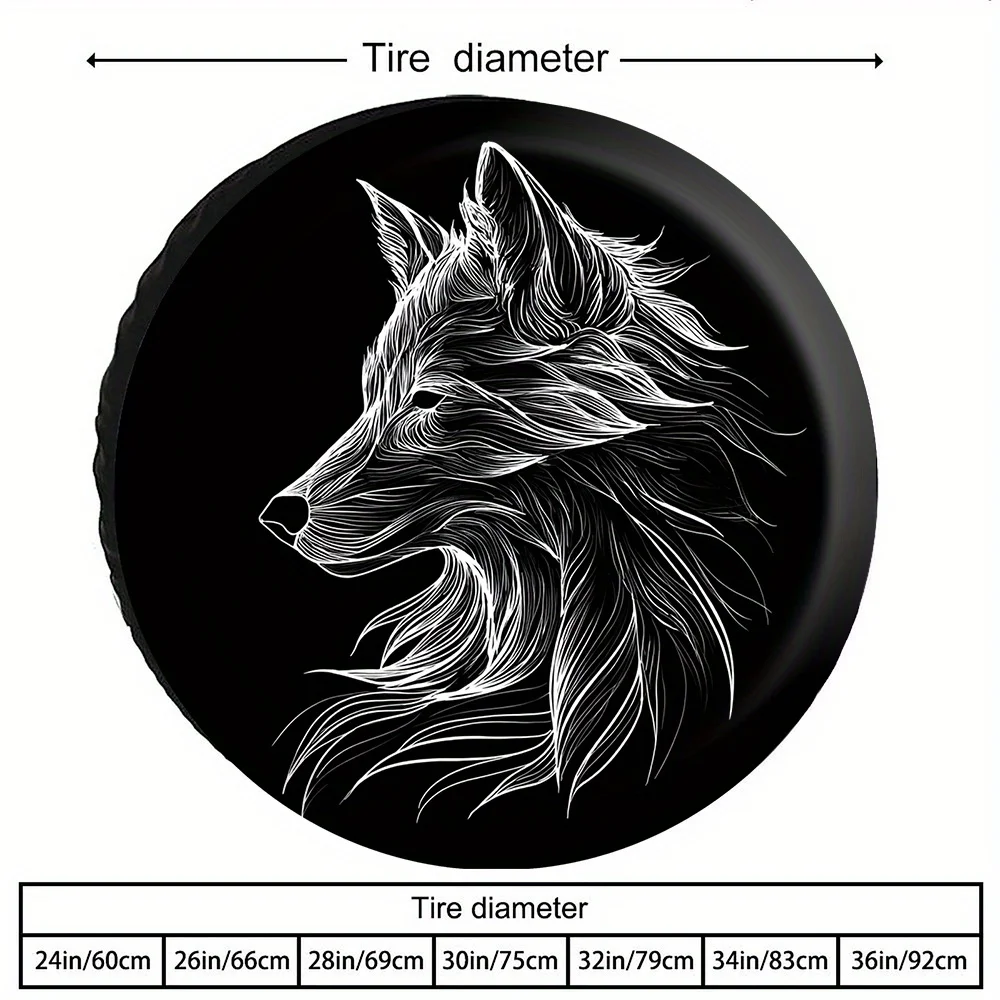 Wolf Head Graphic Tire Cover Polyester Fiber for Vintage Hot Rod Street Performance Cars Automotive Exterior Accessory