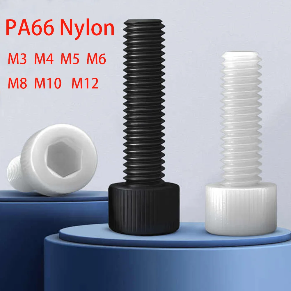 3-80 قطعة البلاستيك النايلون المقبس غطاء رأس مسامير M3 M4 M5 M6 M8 M10 M12 أسود أبيض كأس رئيس ألين مخرش البراغي البلاستيكية ل Insulat #1