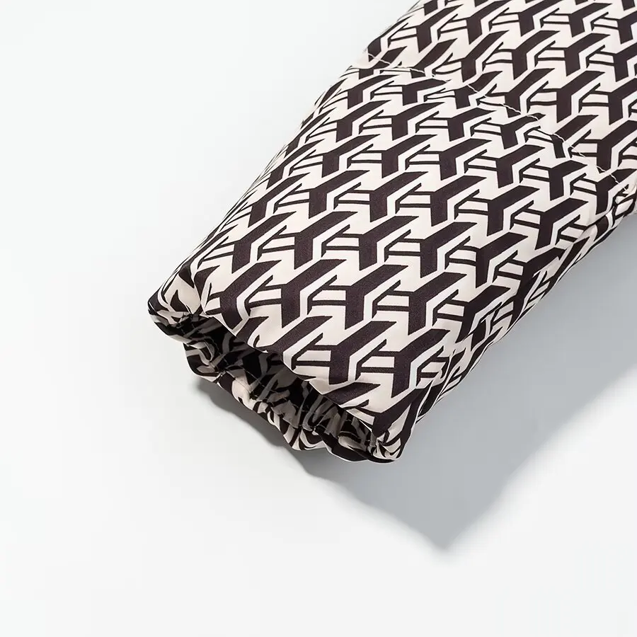 2025 frauen Elegante Übergroßen Gedruckt Stehkragen Zipper Gepolsterte Mäntel Dame Chic Verdicken Warme Lange Hülse Lose Jacken Parkas