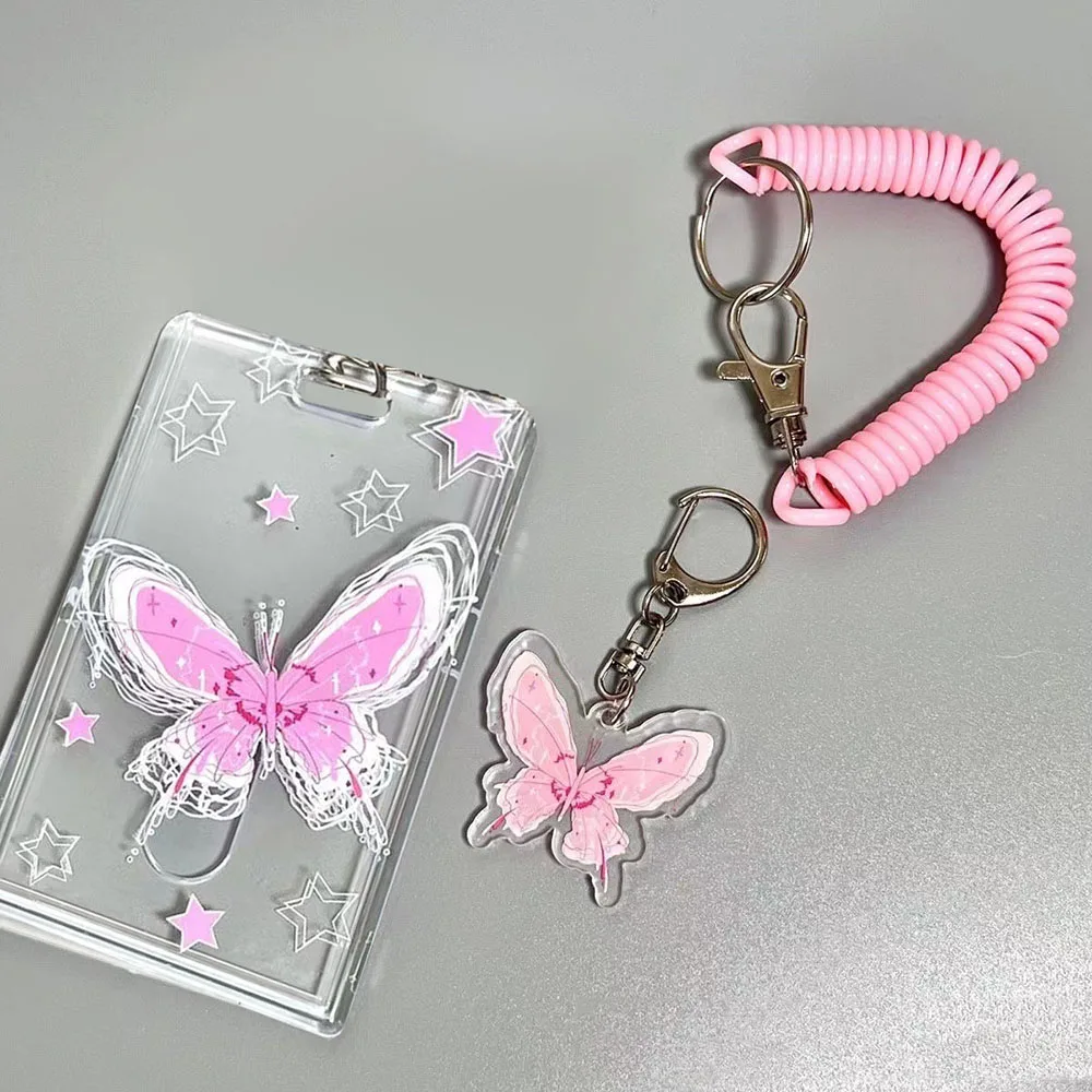 Y2k 3 Inch Photocard Holder Cute Butterfly Photo Display Holder Credit ID Bank Card Bus Card Protective Case Pendant DIY Fashion