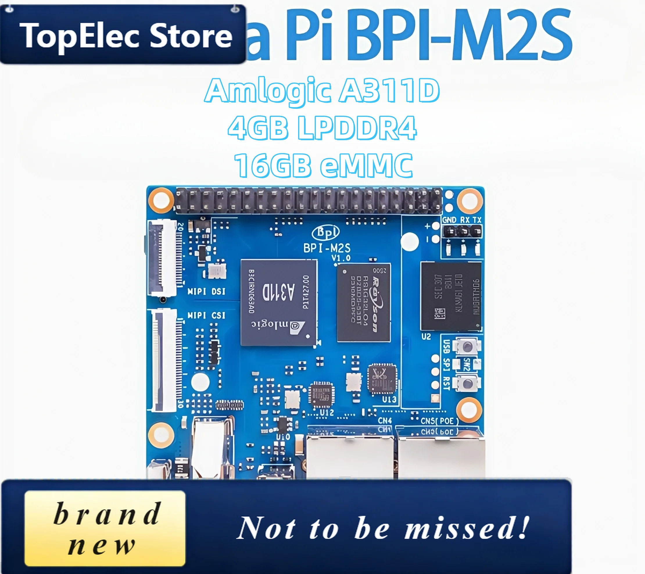 TopElec Banana Pi BPI-M2S open source development board A311D and S922X optional