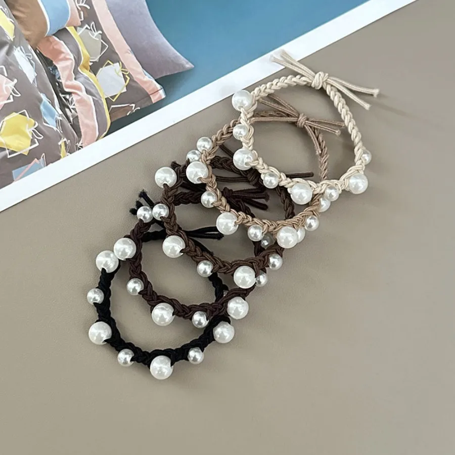 New pearl bow hair ring cool wind simple head rope ladies temperament elegant super immortal rubber band hair accessories - Detail 1