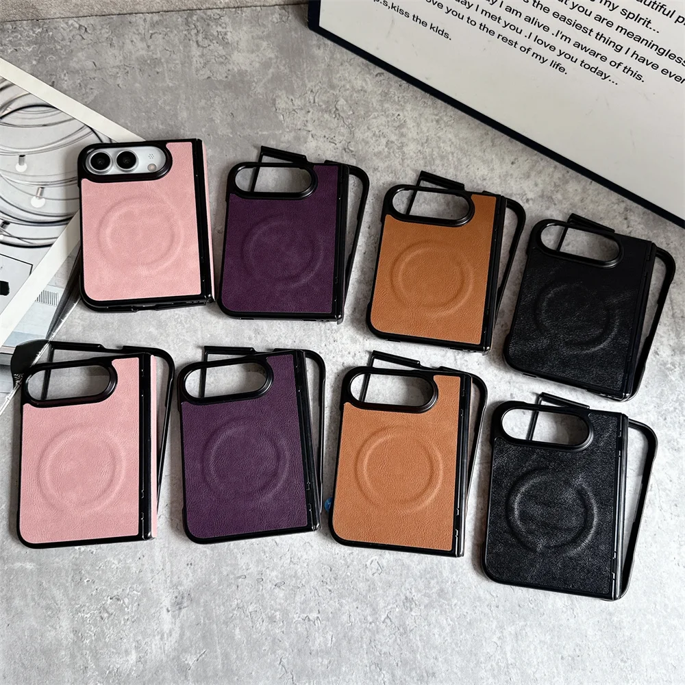 Luxury PU‑Leather Magnetic Cases For iPhone Ultra Matte Faux Leather Shell Ring For Wireless Full‑Edge Protection Phone Shell