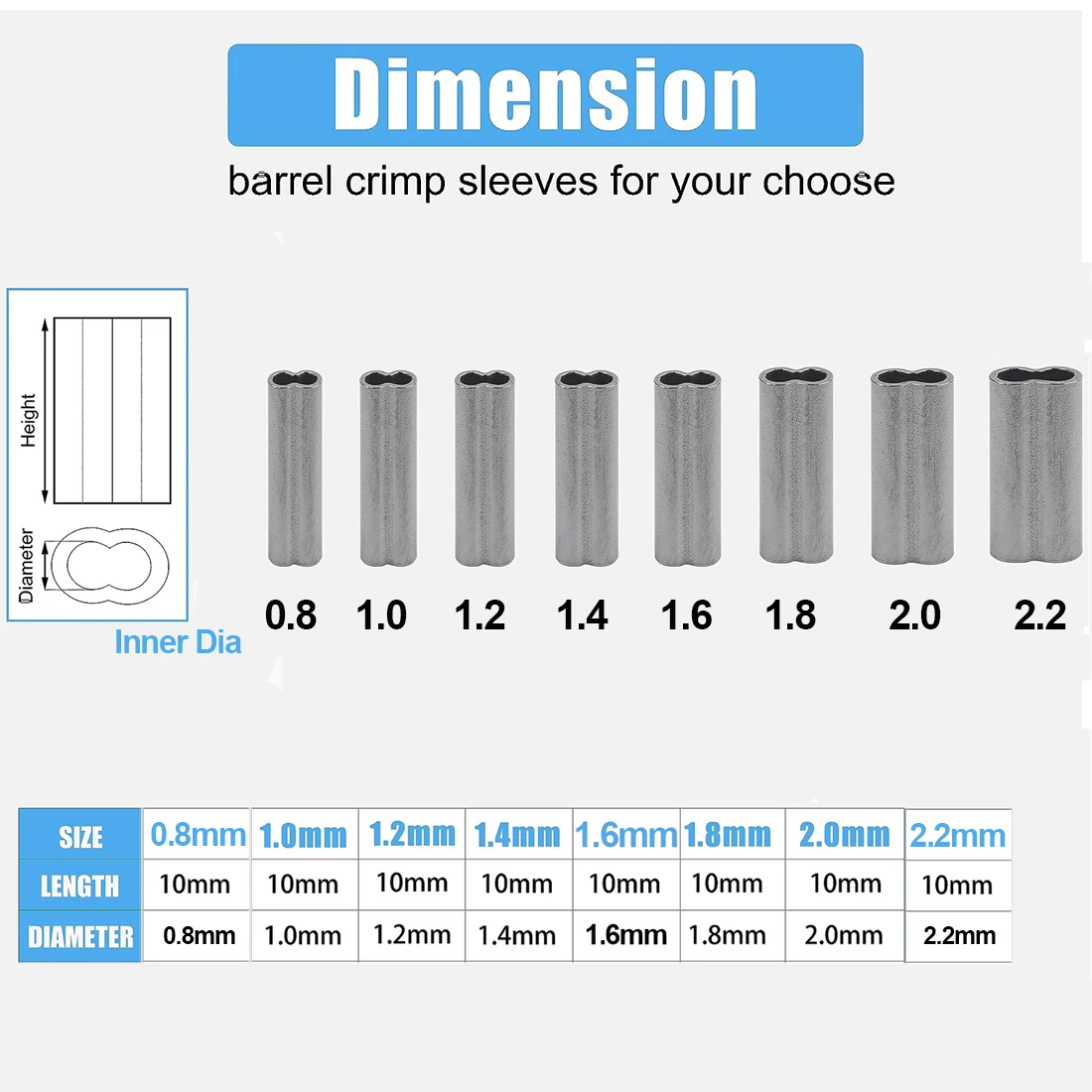 Hyaena 100Pcs crimp tube for fishing line Double Copper Tube Crimping sleeve Fishing Wire Pipe Crimp Sleeves Fishing Tackle