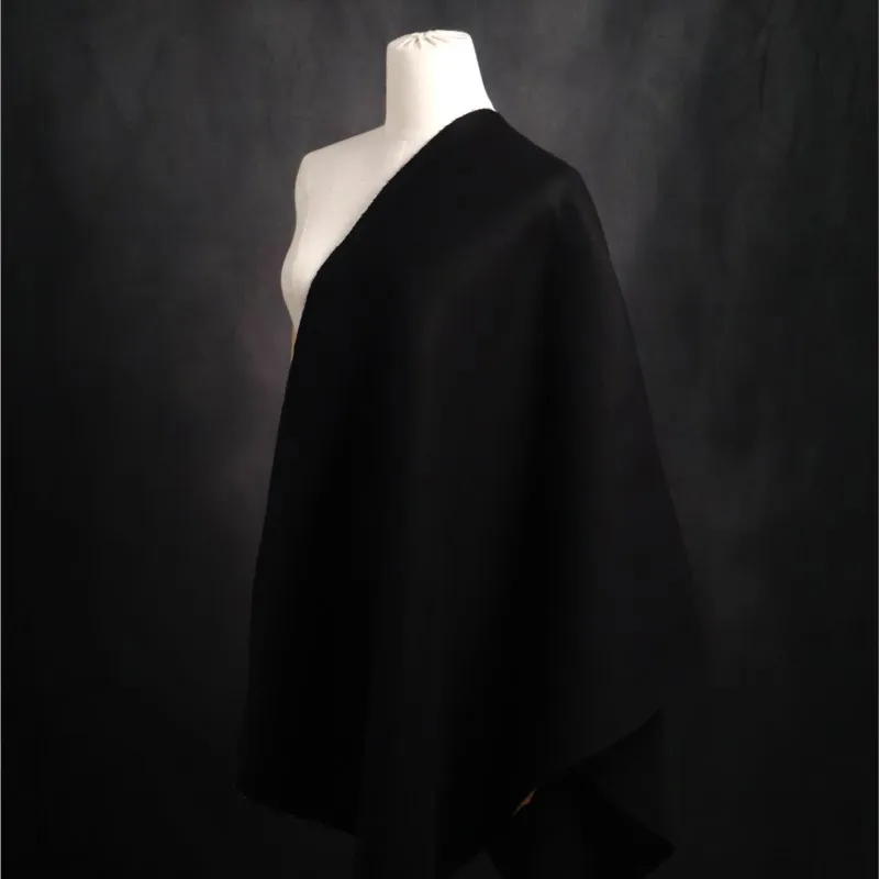 Autumn and winter micro-skeleton pure black real wool fine-spun striped double-sided suit fabric