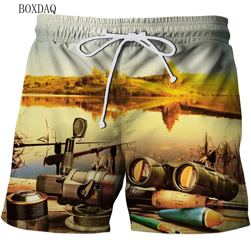 Beach Casual Men\'s Shorts Fashion 3d Printed Fishing Style Man Shorts Summer Swimming 6XL Plus Size Man Clothing Shorts