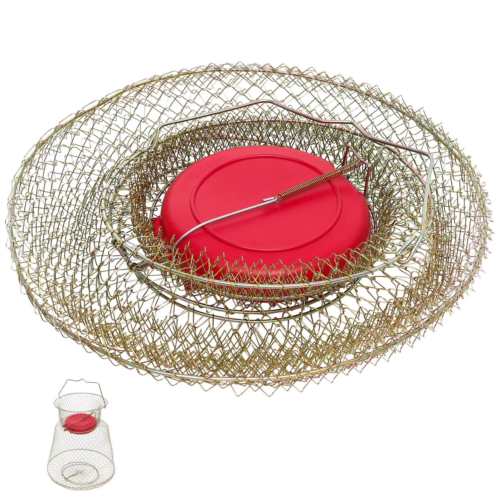 

Fish Guard Basket Durable Steel Wire Cage Floating Fish Basket Professional Fishing Supplies Lightweight Compact Size