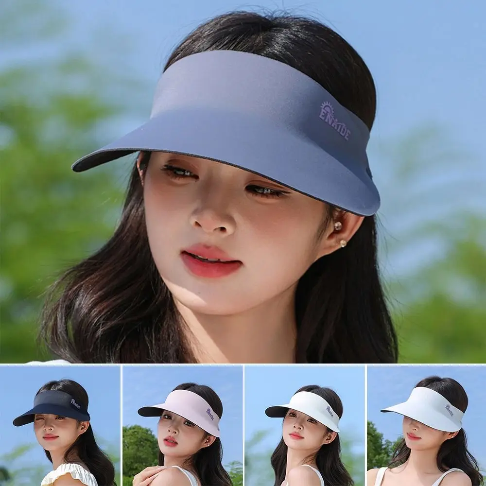 

Casual Foldable Sun Hat Traceless Breathable Empty Top Hat Wide Brim Sports Sunscreen Hat Summer