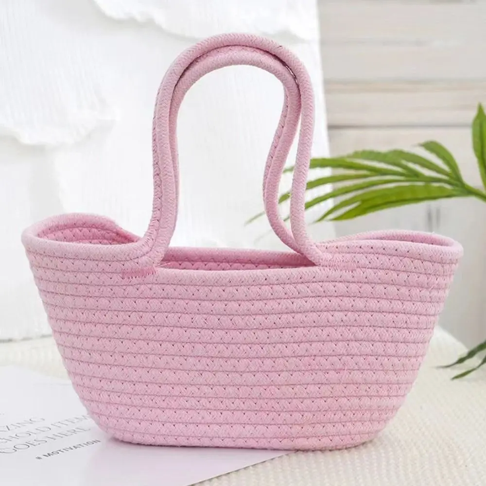 Cotton Weaving Cotton Woven Bag Envelope Wallet Shell Shape Handmade Shoulder Bags Summer Beach Bag Kid Children