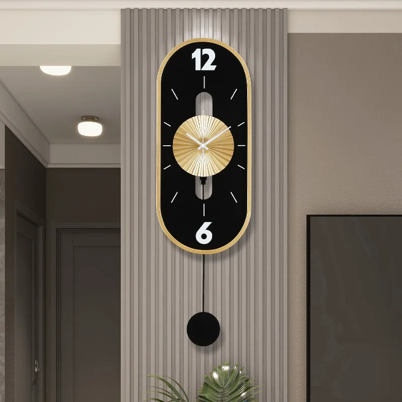 Pendulum Gold Clock Wall Living Room Kitchen Cheap Silent Wall Clocks Office Art Orologio Da Parete Grande Home Decoration