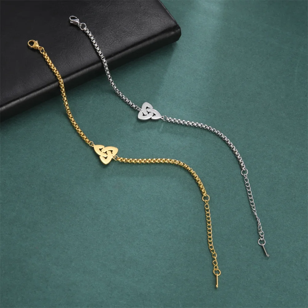 Skyrim New Stainless Steel Celtics Knot Triquetra Trinity Charm Ankelts Witch Knot Foot Chain Ankel Bracelet on the Leg Jewelry