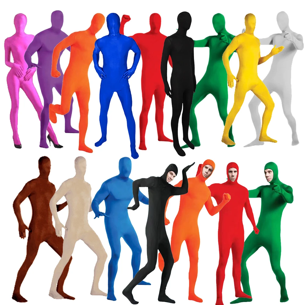 Unsichtbarer Jumpsuit Cosplay-Kostüm Bodysuits Halloween Karneval Hautenges Outfit Spandex-Stretch Verschwindender Jumpsuit