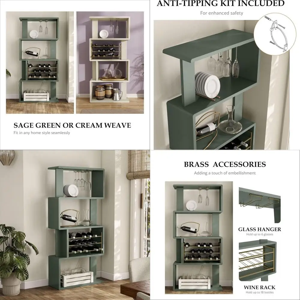 

Винный шкаф из дерева Ruodern: внутри и снаружи, с открытыми полками для хранения, съемным держателем для бутылок и подставкой для бокалов, барная тумба или буфет.