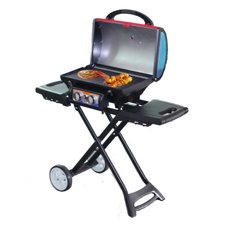 

Folding Gas Electronic BBQ Grill with Trolley