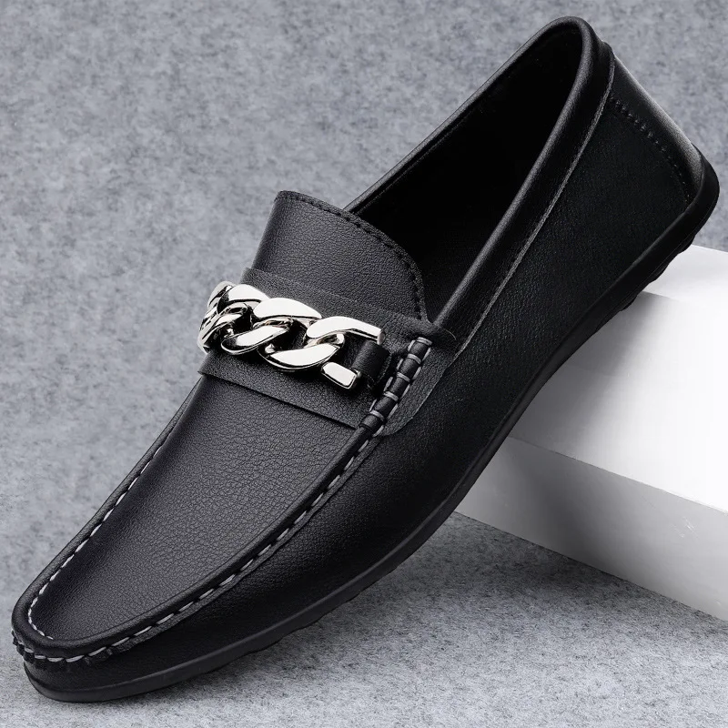 

High-quality Mens Leather Shoes Fashion Men's Loafers 2025 Comfortable Soft Male Casual Shoes Slip-on Men Flats Chaussure Hommes