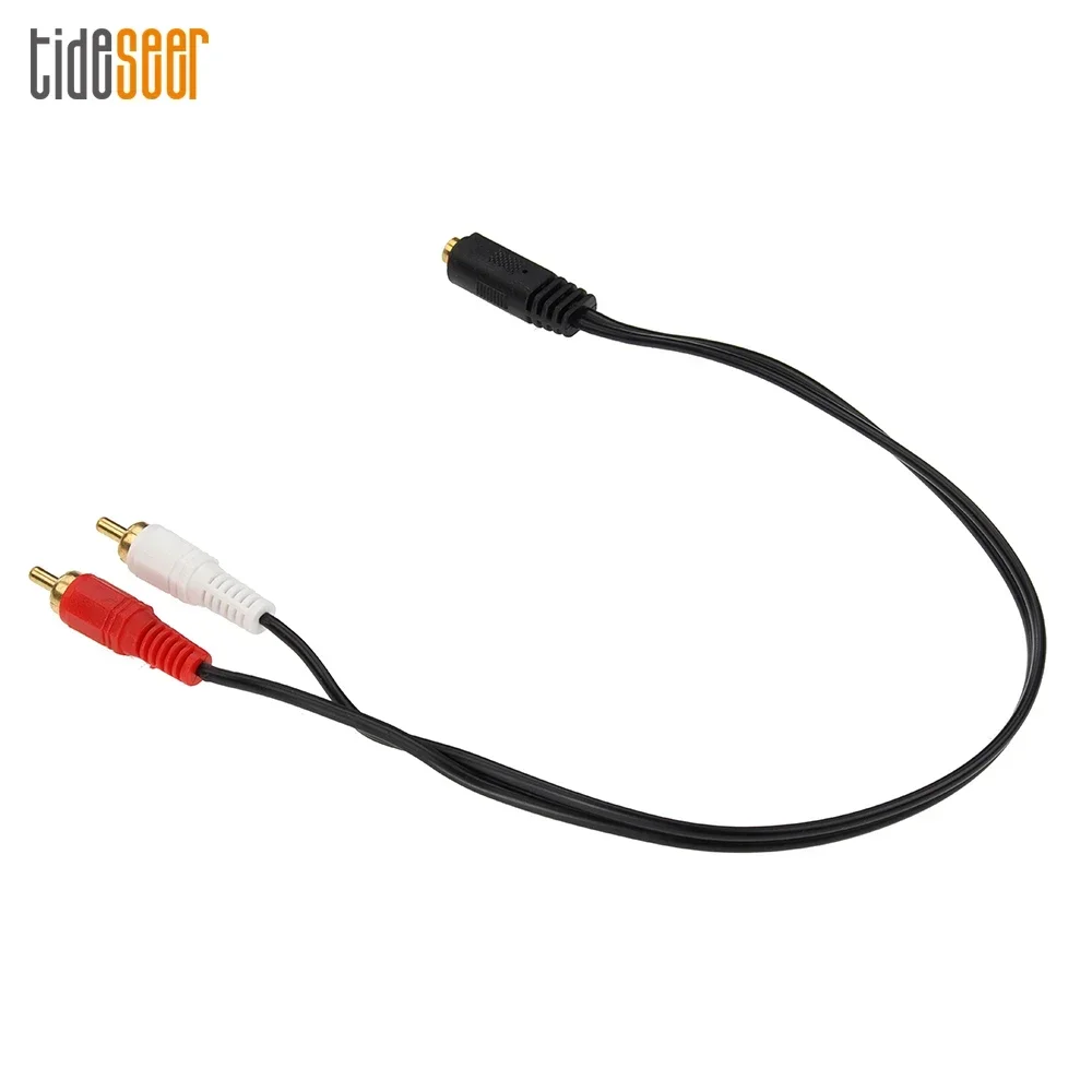 100pcs 3.5mm Stereo Audio Female Jack to 2 RCA Male Socket Headphone 3.5 Y Splitter Adapter Cable Cord