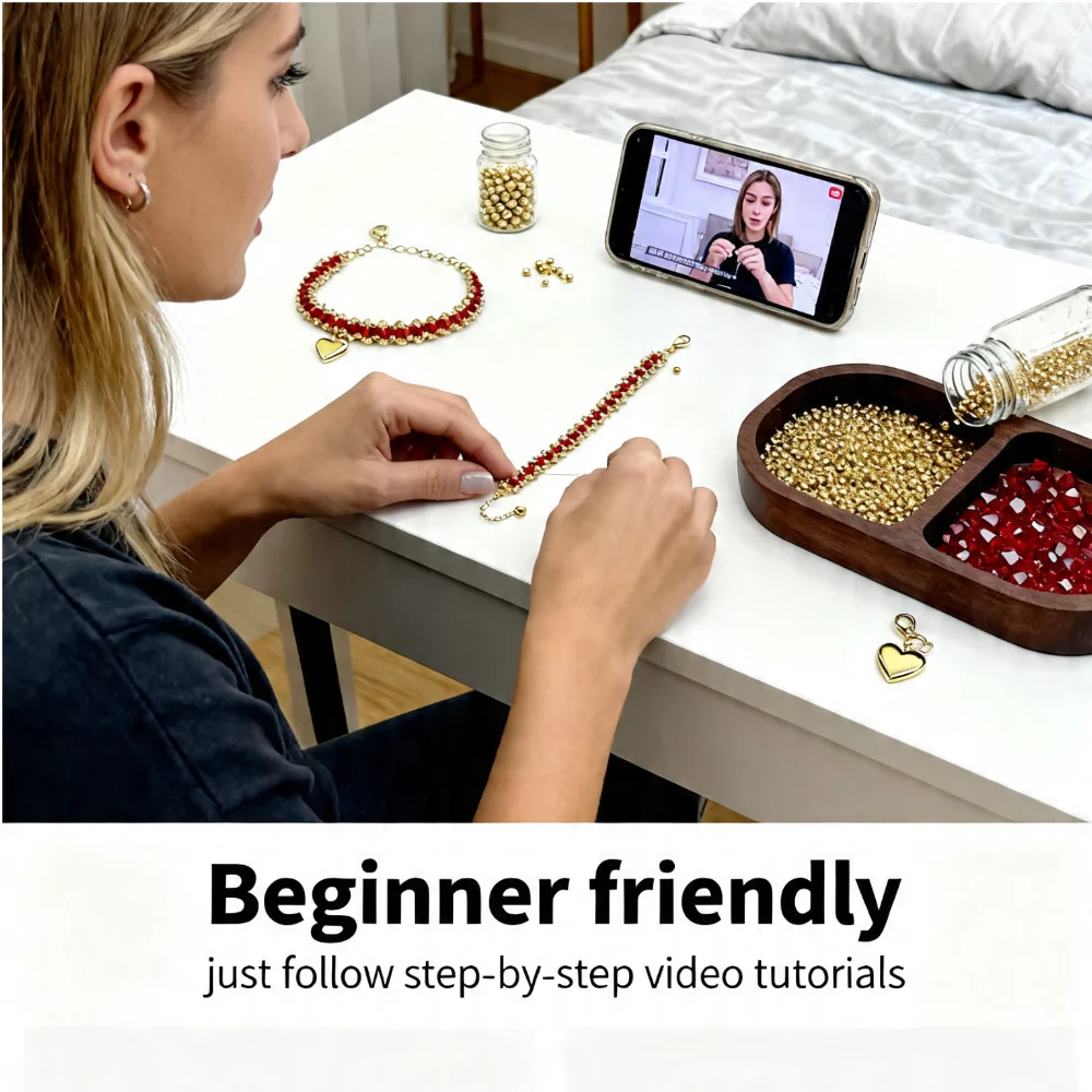 DIY Jewelry Kit for Bracelets - All-in-One Complete Set with Tutorial to Create Beautiful Accessory Pieces