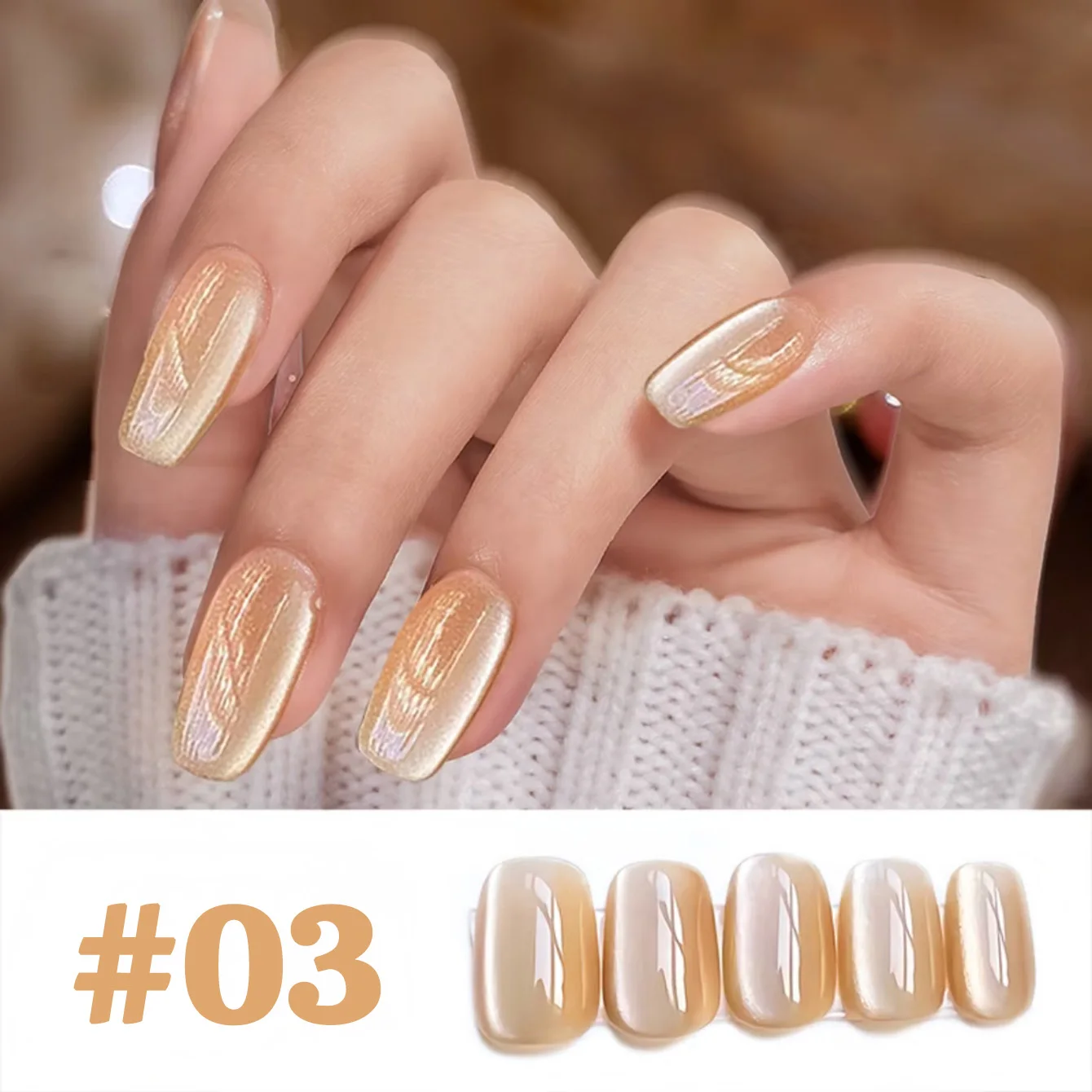 

1pcs WS Ice Transparent Autumn Singing Cat Eye Gel Nail Polish Small Light Bulb Crystal Super Flash High-density Nail Art