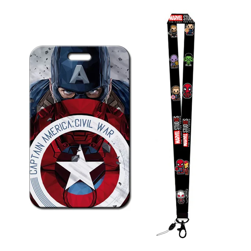 Marvel Series Cartoon Titular Do Cartão, DIY Brinquedos Quentes, Titular Do Cartão De Estudante, Lanyard Set, ID Card Pass, Acessórios