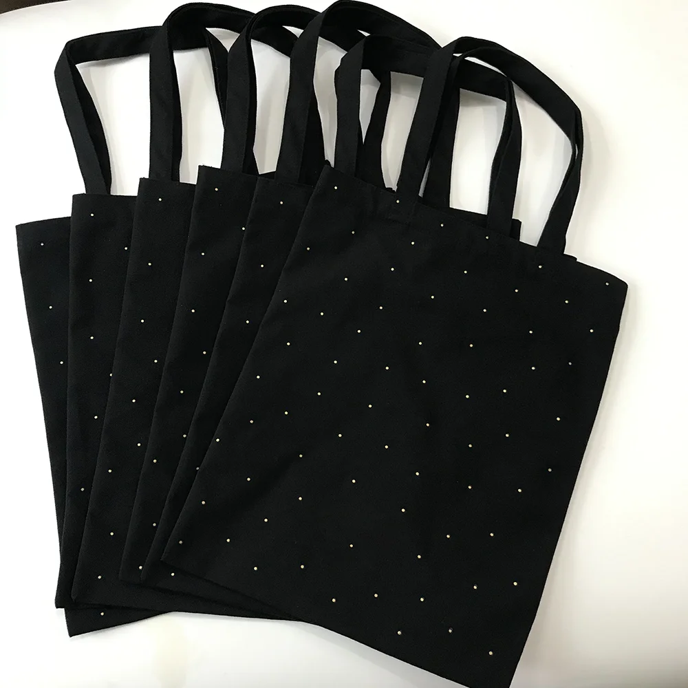 

Классическая черная высококачественная сумка для покупок из полиэстера и хлопка, многоразовая красивая модная сверхпрочная сумка для хранения для пикника на открытом воздухе