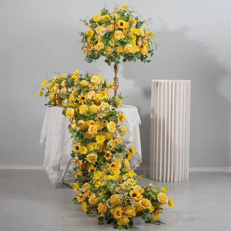 

Yellow simulated flower wedding hall arrangement landscaping fake flower wedding arrangement simulated ball