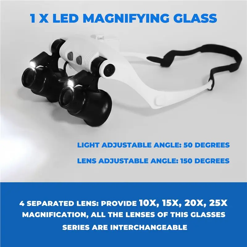 2025 Trend Headband LED Magnifying Glass Headlamp Microscope Jewelry Watch Repair