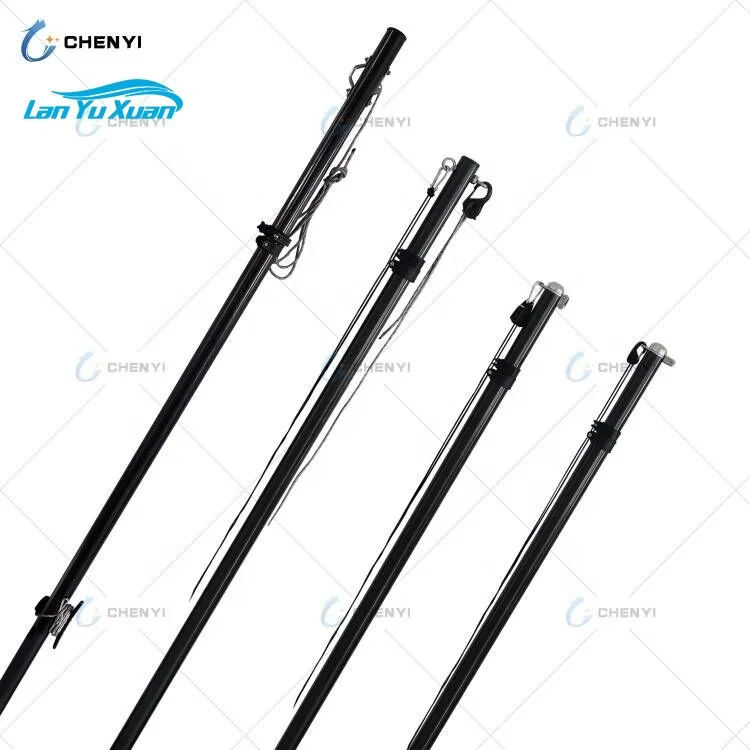 Yacht and boat using custom high strength telescoping carbon fiber awning pole