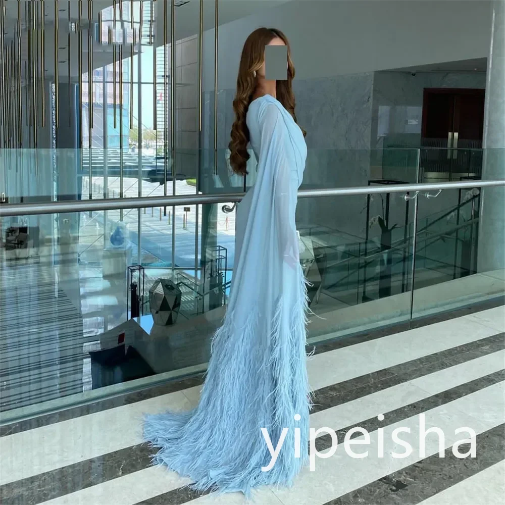 Customized Exquisite Jewel Sheer Straps Prom Dresses Tassel iffon Floor length فساتين سهره فاخره 2023  السهرة  party dresses  ا