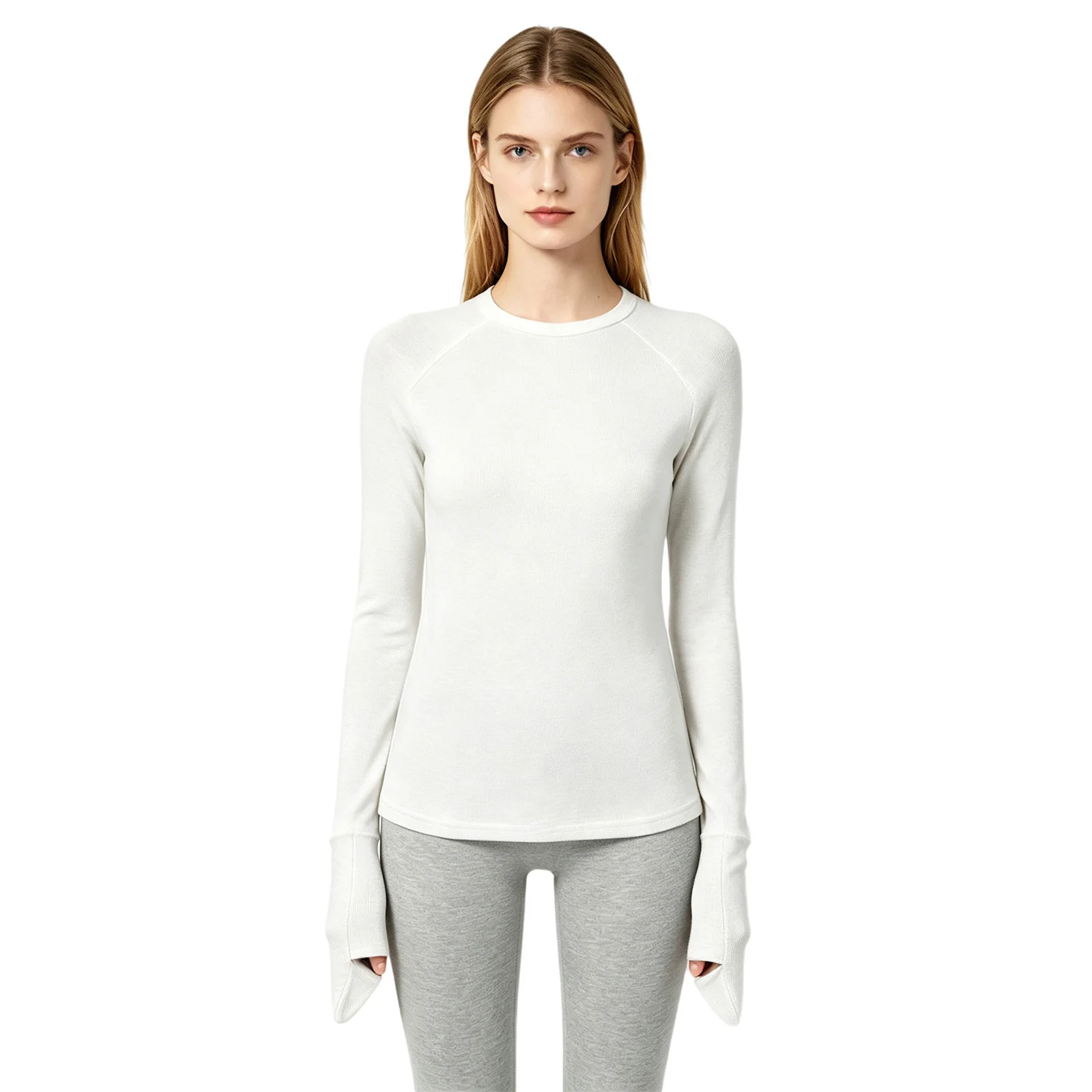 Women Anti-scratch Adaptive T-shirt Long Sleeve with Stay-on Scratch Mitts Tees Top Special Need Clothes for Homewear Sleepwear